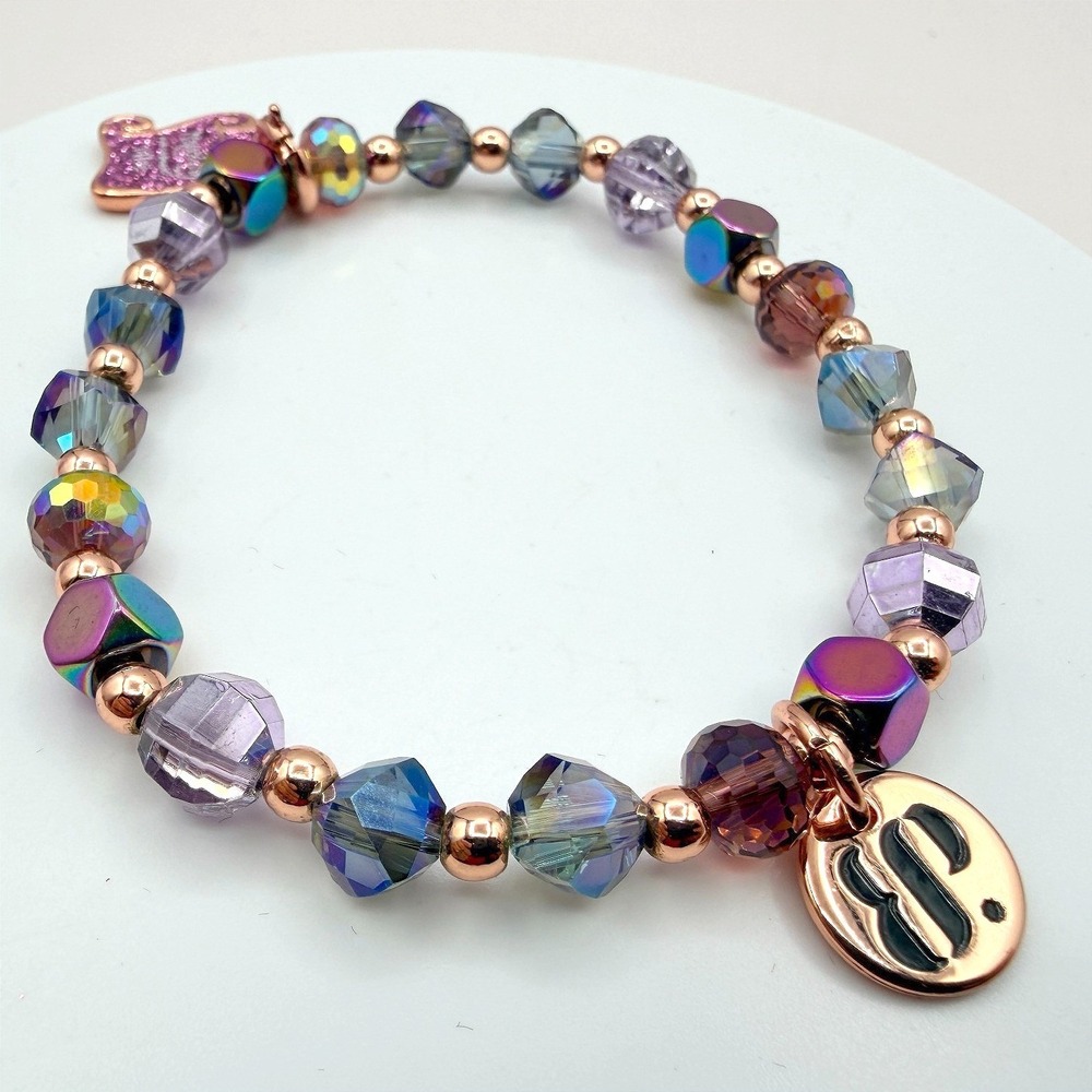 Vintage Y2K Naughty Or Nice Beaded Charm‎ Bracelet Women's Classic Retro Jewelry